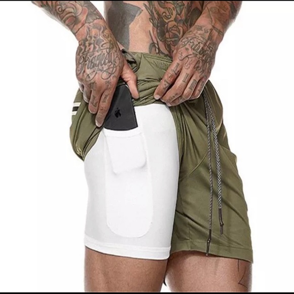 2 In 1 Athletic Shorts - Army green - Picture 1 of 6